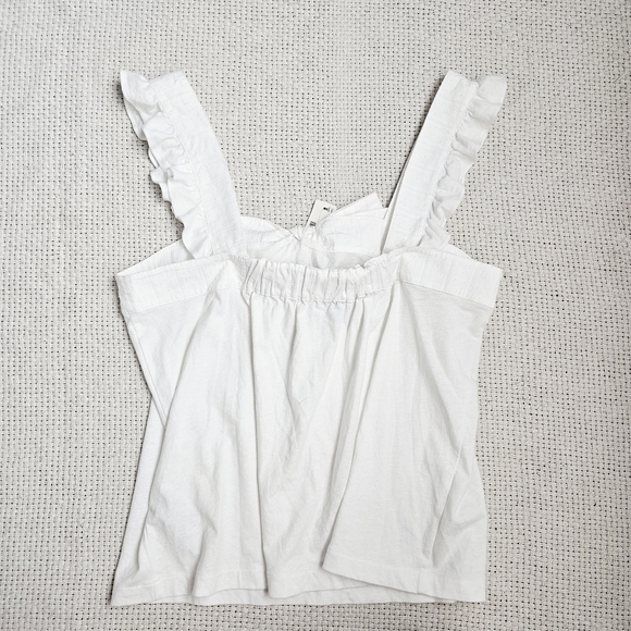 J. Crew Cotton Linen Blend Bow Ruffle Tank Top Size Small nwt - Picture 8 of 12